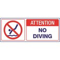 Hy-Ko 6 in. x 14 in. Attn No Diving Pool Sign 23022